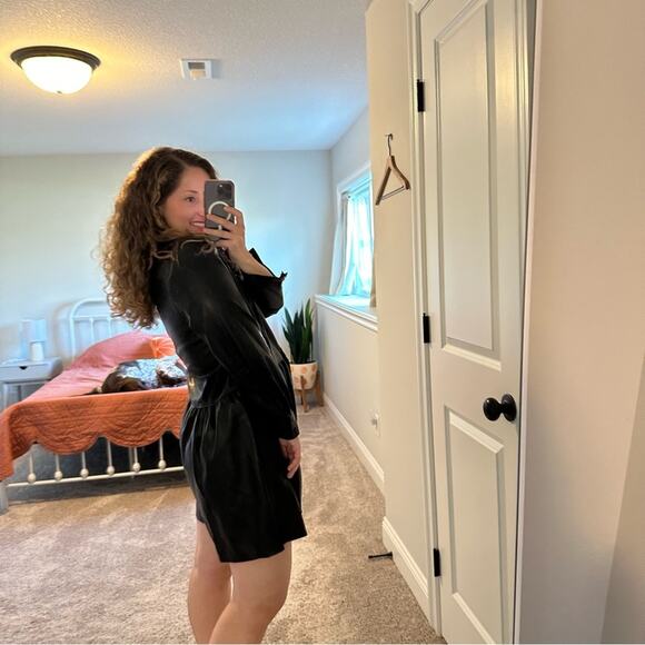 NWT Rebecca Taylor Black Faux Leather Long Sleeve Romper 6 - Picture 4 of 13